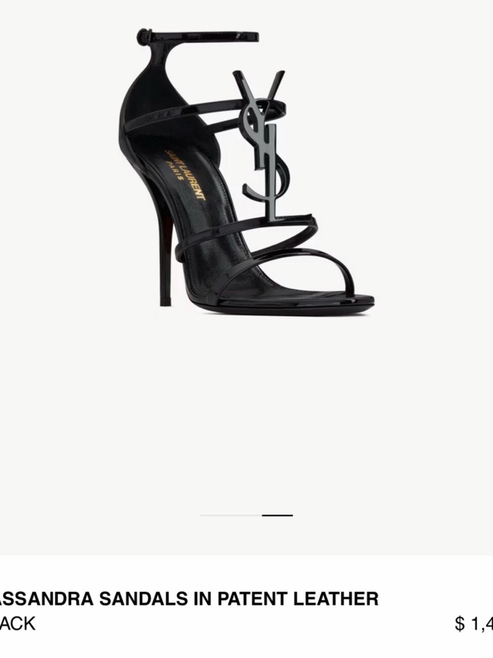 Saint Laurent YSL Cassandra 100 Patent Leather Sandals Heel Black 39 & 40 $1450 - Picture 2 of 8